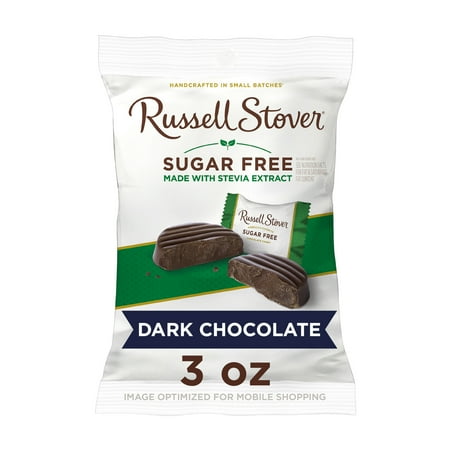RUSSELL STOVER Sugar Free Dark Chocolate Candy, 3 oz. bag (˜ 6 pieces)