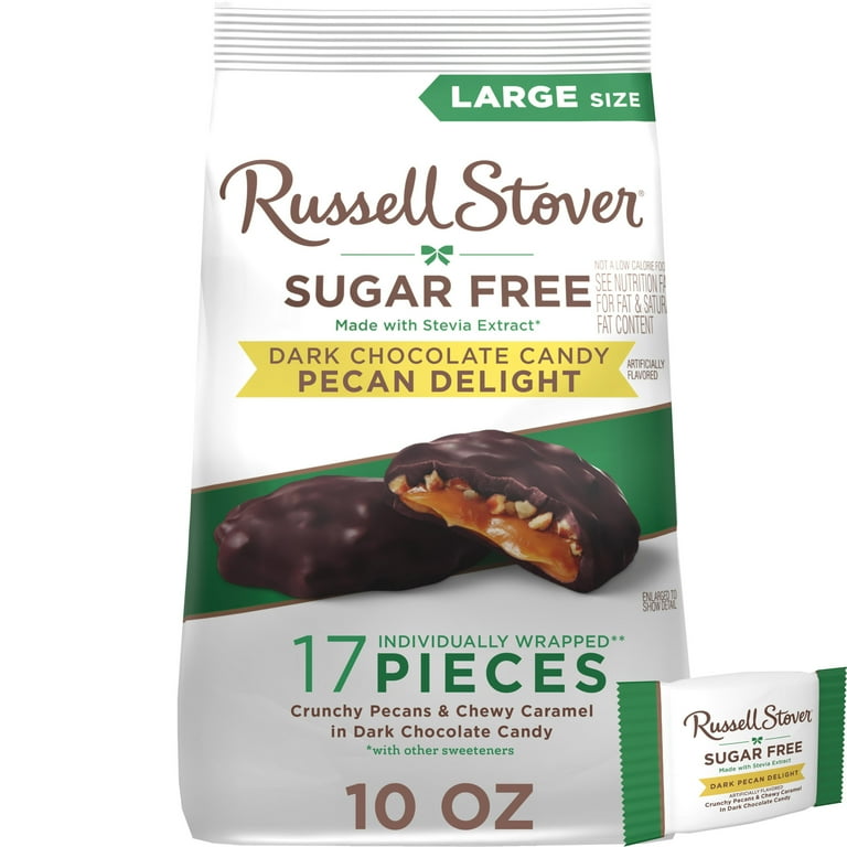 RUSSELL STOVER Sugar Free Dark Chocolate Pecan Delights Candy, 10