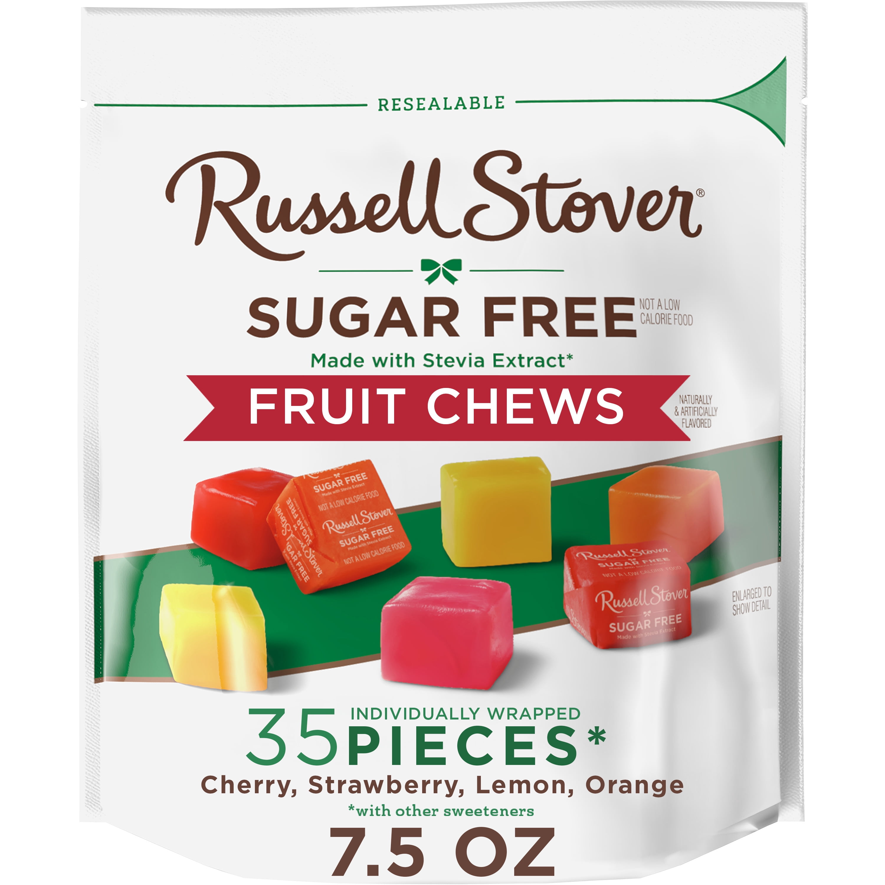 RUSSELL STOVER Sugar Free Fruit Chews Candy, 7.5 oz. bag