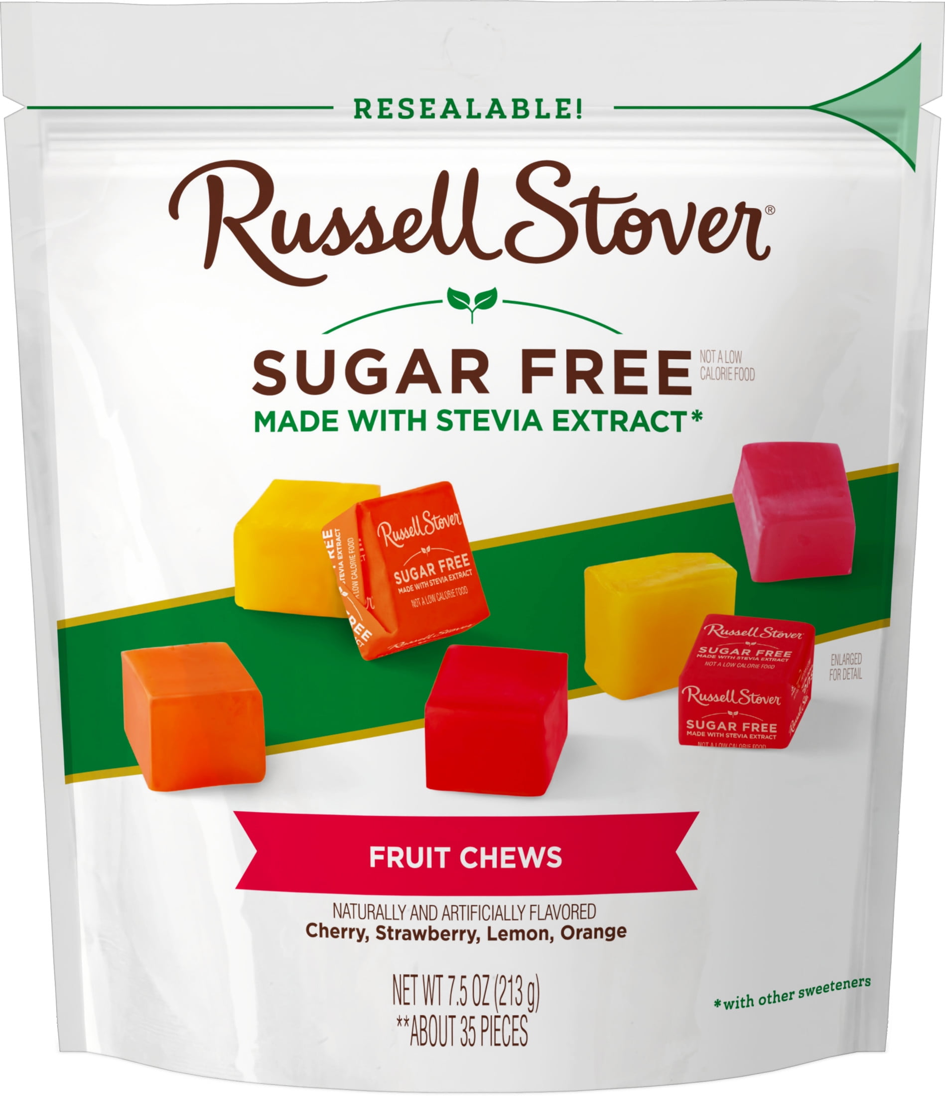 RUSSELL STOVER Sugar Free Fruit Chews Candy, 7.5 oz. bag