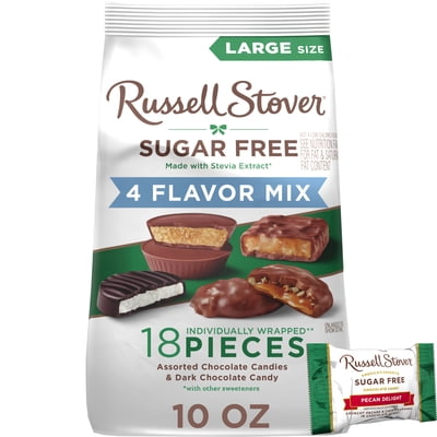 RUSSELL STOVER Sugar Free 4 Flavor Mix in Chocoalte Candy & Dark Chocolate Candy, 10 oz. bag