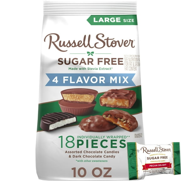 RUSSELL STOVER Sugar Free Assorted Chocolate Candy 4 Flavor Mix, 10 oz. bag