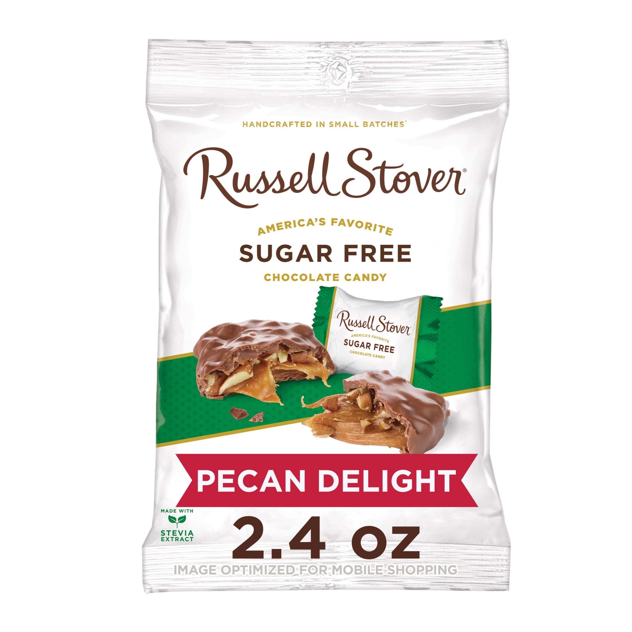 RUSSELL STOVER Sugar Free Pecan Delight Chocolate Candy, 2.4 oz. bag