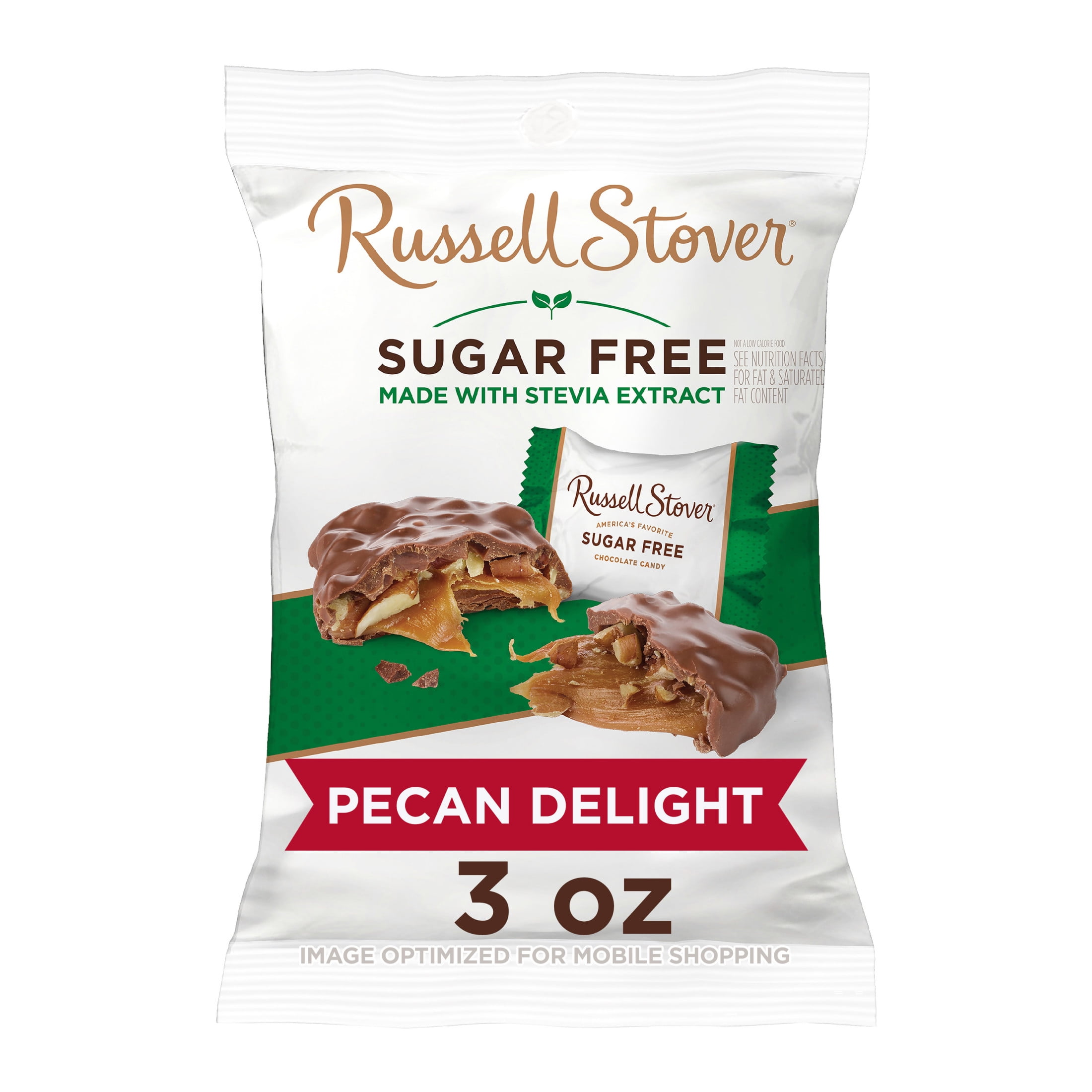 RUSSELL STOVER Sugar Free Pecan Delight Chocolate Candy, 3 oz. bag (≈ 5 pieces)