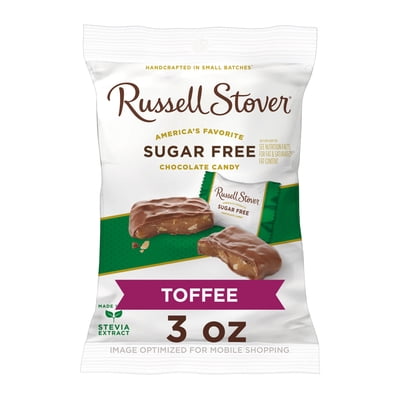 RUSSELL STOVER Sugar Free Toffee Squares in Chocolate Candy, 3 oz. bag ( 6 pieces)