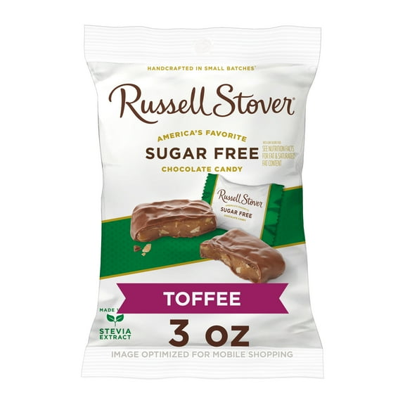 RUSSELL STOVER Sugar Free Toffee Squares in Chocolate Candy, 3 oz. bag ( 6 pieces)