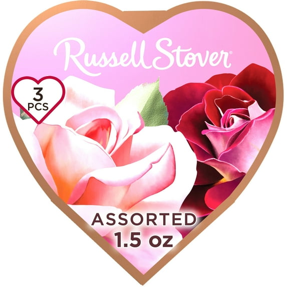 RUSSELL STOVER Valentine's Day Photo Heart Chocolate Gift Box, 1.5 oz. (3 Pieces)