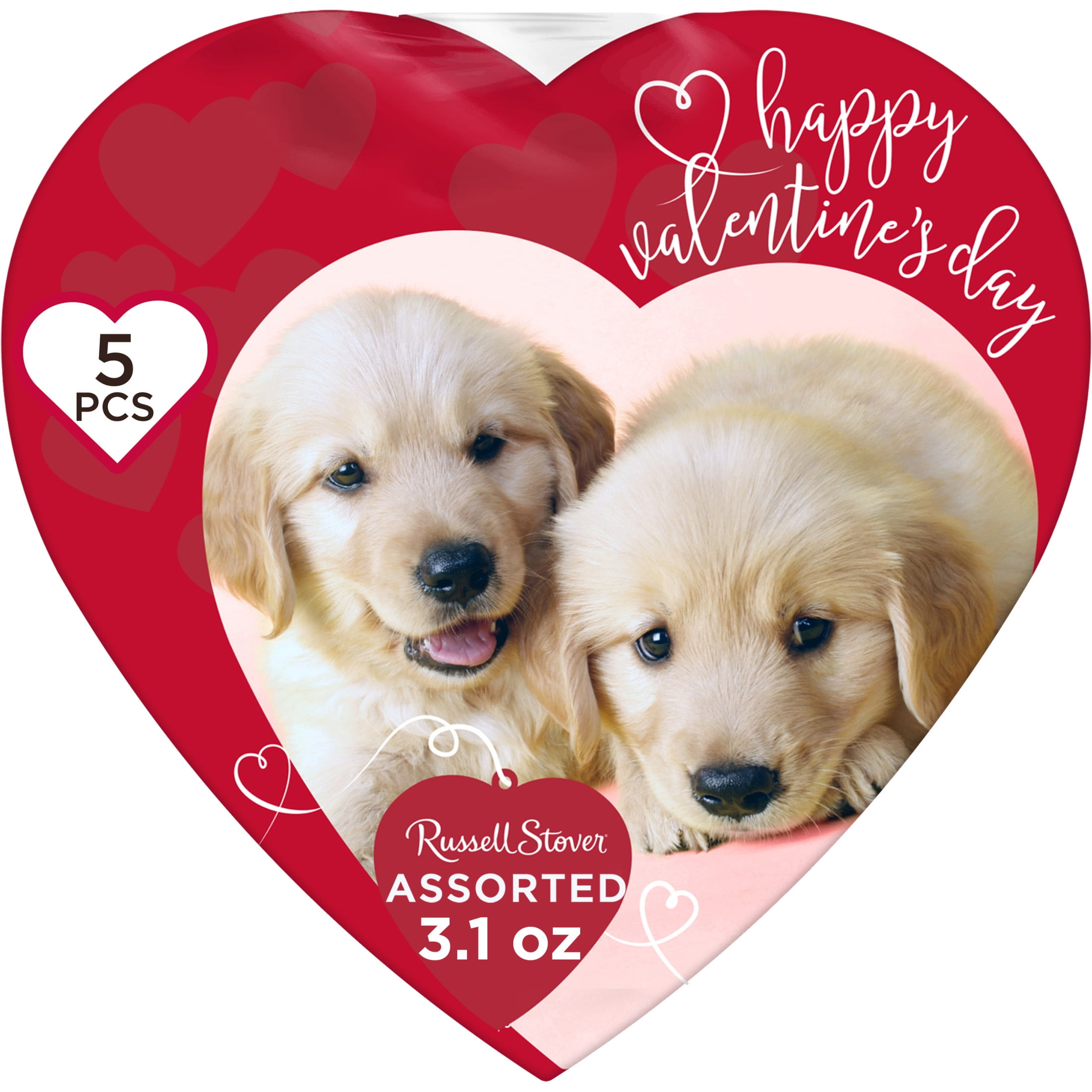 RUSSELL STOVER Valentine's Day Puppy Heart Assorted Milk & Dark ...