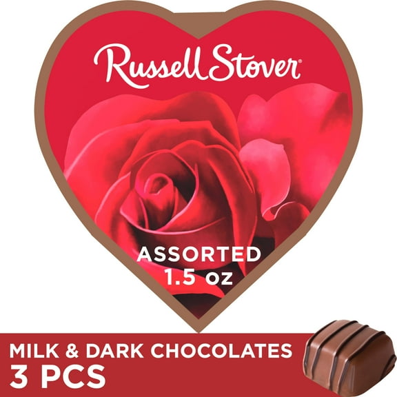 Russell Stover Valentine's Day Red Photo Heart Chocolate Candy Gift Box, 1.5 oz.