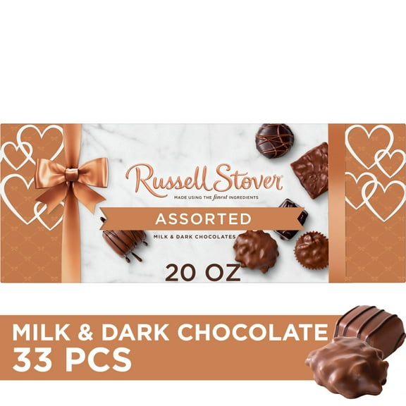 Russell Stover Valentine's Day WOW! Assorted Milk & Dark Chocolate Candy Gift Box, 20 oz.