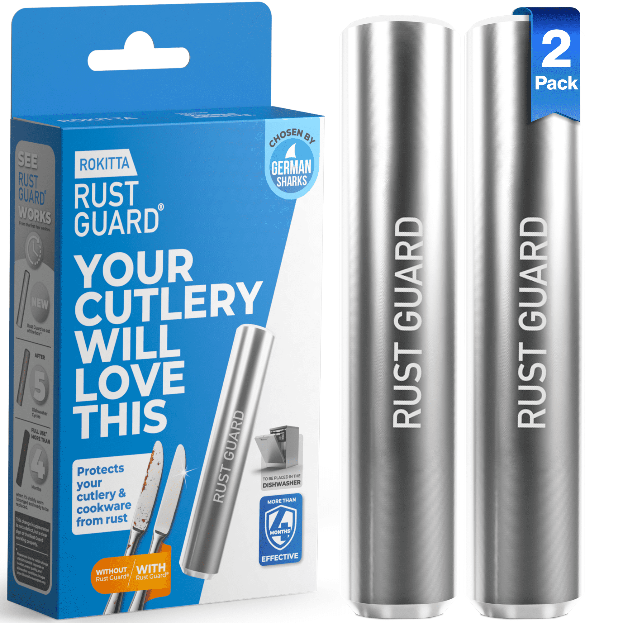 Rust Guard RG-2 Reusable Dishwasher Rust Remover & Silverware Protector – Set of 2