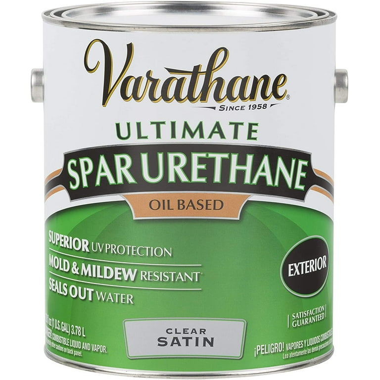 RUST OLEUM 242182 Varathane Gallon Clear Satin Exterior Oil Based Premium Spar Urethane Finish Walmart