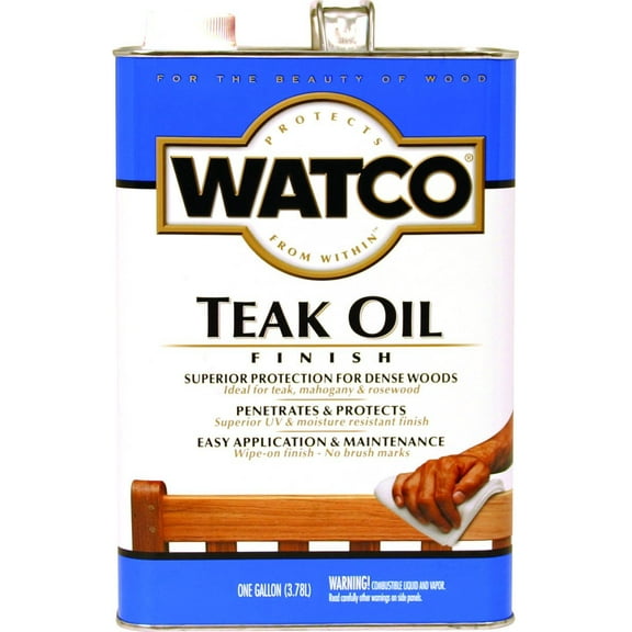 Rust-Oleum Watco Teak Oil Finish - Oil Protection for Wood - 1 Gallon, Clear