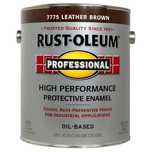 Rust-Oleum Professional Protective Enamel Paint Gloss - Durable Oil-Based - 1 Gal, Leather Brown  Interior & Exterior Use, Professional Finish