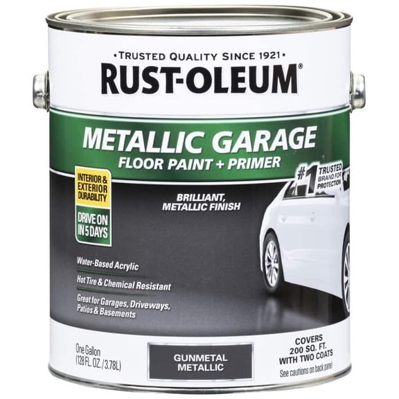 Rust-Oleum Concrete Floor Paint Gun Metal - Low Odor, Metallic Finish - 1 gal, Silver