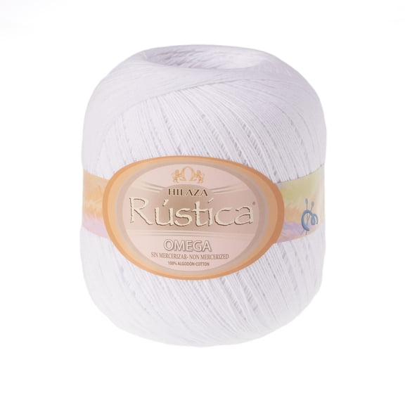 RUSTICA [150grs] by Omega - Fine 100% Non - Mercerized Cotton Thread for Crochet and Knitting - Color 01 - White