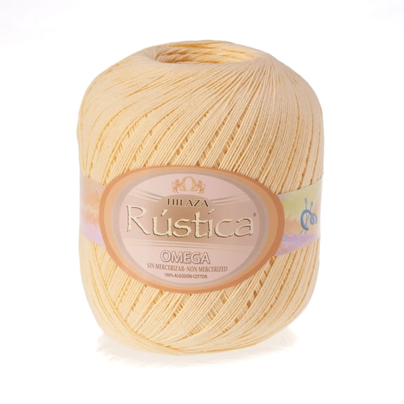 RUSTICA [150grs] by Omega - Fine 100% Non - Mercerized Cotton Thread for Crochet and Knitting - Color 04 - Baby Yellow