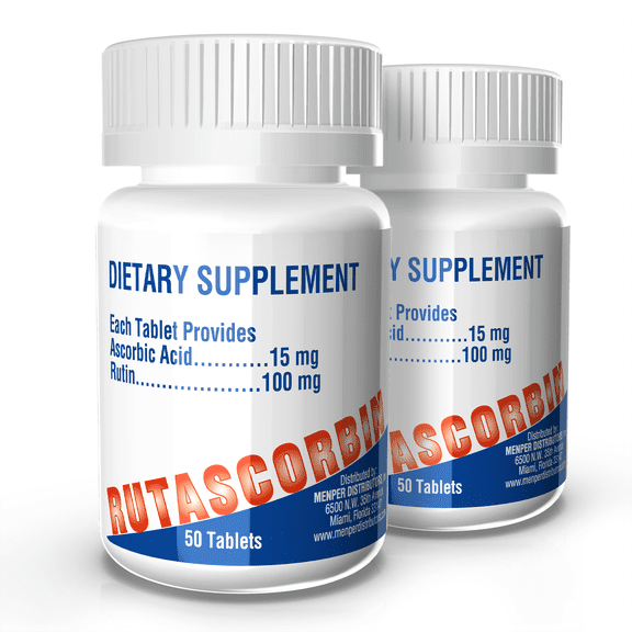 RUTASCORBIN Supplement 50 Tablets  Vitamin C Complex for Circulation, Immunity & Vascular Health, (2 Pack)