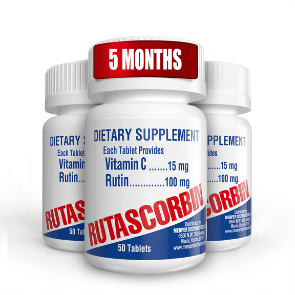 RUTASCORBIN Supplement 50 Tablets Vitamin C Complex for Circulation, Immunity & Vascular Health, (3 Pack)