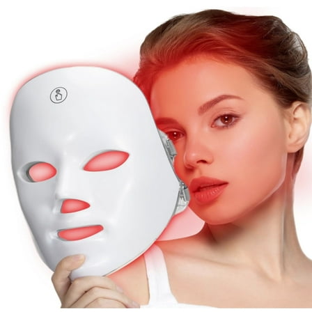 RUTAWZ Led Face Mask - 7 Color Light Therapy for Anti-Aging, Acne & Wrinkles, Gift for Women