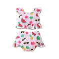 thumbnail image 1 of RUTAYY 0 2 Year Old Baby Girls Short 2PCS Swimsuit Flying Sleeve Printed Fruit Top Flounces Short Set Swimming Summer Beach Vacation Boho Swimwear Beachwear,9-12 Months, 1 of 9