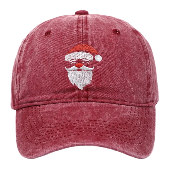 RUTAYY Adult Baseball Cap Christmas Washed Vintage Santa Embroidered Holiday Party Headwear Outdoor Sports Hat