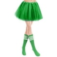 thumbnail image 1 of RUTAYY Adult Women Carnival Tutu Skirt Set With Thigh High Socks Dance Performance Festival Solid Color Smocked Boho Pleated Skirts, 1 of 2