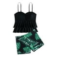 thumbnail image 1 of RUTAYY Big Kid Girls 2 Tropical Style Swimsuit Set With Ruffled Neck Top Shorts Swimsuit Set Beach Vacation Boho Swimwear Beachwear,-9, 1 of 7