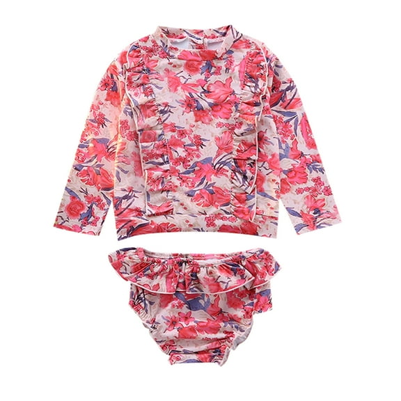RUTAYY Bikini Long Sleeve Sun Swimsuit For Baby Girls Beach Vacation Resort Swimwear Beachwear, 5-6 Years