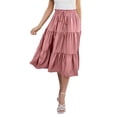 thumbnail image 1 of RUTAYY Bohemian Style Tiered Flared Midi Skirt For Women Flowing A-Line Skirt With Lightweight Fabric For Casual Wear And Beach Outings Solid Color Flowy Swing Pleated Beach Skirts, 1 of 7