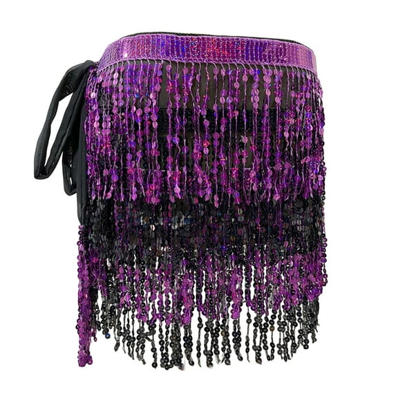 RUTAYY Boho Fringe Skirt Sequin Tassel Belly Dance Scarf Rave Party Skirts Belts For Women And Girls Solid Color Casual Travel Skirts