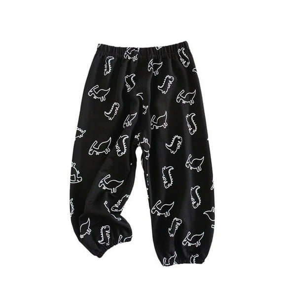 RUTAYY Boy Sweatpants Cratoon Print Outdoor Thin Summer Breathable Quick-Drying Fabric, Black, 4-5 Years