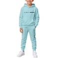thumbnail image 1 of RUTAYY Boys 2 Piece Hooded Tracksuit Letter Print Long Sleeve Pullover Hoodie Jogger Pants Casual Daily Wear, Mint Green, 1 of 4