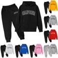 thumbnail image 1 of RUTAYY Boys 2 Piece Outfit Set Long Sleeve Letter Print Hoodie Elastic Jogger Pants Matching Set Black, 1 of 3