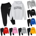 thumbnail image 1 of RUTAYY Boys 2 Piece Outfit Set Long Sleeve Letter Print Hoodie Elastic Jogger Pants Matching Set White, 1 of 3