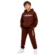 thumbnail image 1 of RUTAYY Boys 2 Piece Set City Graphic Long Sleeve Pullover Hoodie Jogger Pants Cozy Hooded Tracksuit Casual Everyday Wear, Brown, 1 of 6