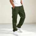 thumbnail image 1 of RUTAYY Boys Cargo Pants Drawstring Waist with Multiple Pockets Outdoor Street Pants, Dark Green, 1 of 4