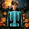 thumbnail image 1 of RUTAYY Boys Casual Hoodie Long Sleeve Halloween Theme Skeleton All Over Print Loose Fit Hooded Sweatshirt Sky Blue, 1 of 4