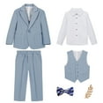 thumbnail image 1 of RUTAYY Boys Clothing Sets Autumn Plaid Long Sleeve Solid Color Shirt Pants Coat Bow Tie Suit Playful Classic Outfit Sets, 1 of 4
