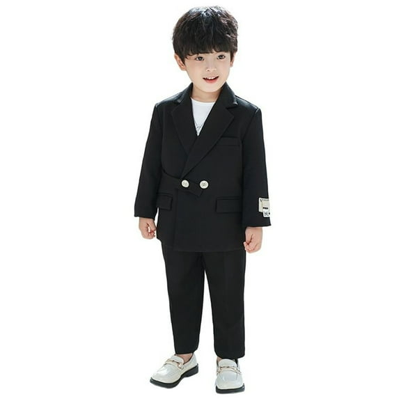 RUTAYY Boys Clothing Sets Long Sleeve Suits Coat Tuxedo Set Formal Suit with Pants Necklace Set Slim Fashion Vacation Outfit Sets
