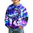 thumbnail image 1 of RUTAYY Boys Crewneck Sweatshirt Dinosaur Galaxy Lightning Graphic Long Sleeve Warm Casual Sport Pullover, Light Purple, 1 of 4