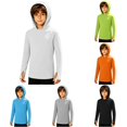 thumbnail image 1 of RUTAYY Boys Hooded Long Sleeve Athletic Tops Solid Color Loose Fit Kids Active Layering Tops White, 1 of 8