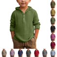 thumbnail image 1 of RUTAYY Boys Hooded Shirt Long Sleeve with Button Placket Solid Color Kids Casual Daily Tops Light Green, 1 of 4