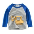 thumbnail image 1 of RUTAYY Boys Long Sleeve T-Shirt Crew Neck Raglan Sleeve Excavator Print Casual Outdoor Top Blue, 1 of 3