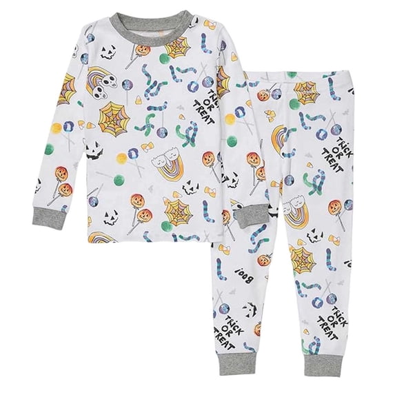 RUTAYY Boys Pajama Set Christmas Graphic Long Sleeve Top Full Length Pants Sleepwear, Grey