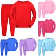 thumbnail image 1 of RUTAYY Boys Pajama Set Long Sleeve Crew Neck Long Pants Solid Color Basic Children Night Suit Red, 1 of 5