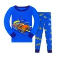 thumbnail image 1 of RUTAYY Boys Pajama Set Long Sleeve Crew Neck Long Pants Sports Racing Car Graphic Print Children Night Suit Blue, 1 of 5