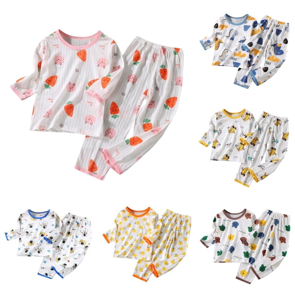 RUTAYY Boys Pajama Set Long Sleeve T-Shirt Long Pants Astronaut Space Print Kids Loungewear Pink