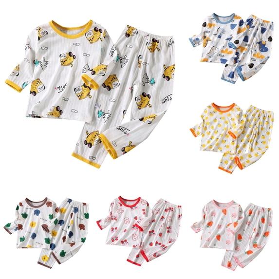 RUTAYY Boys Pajama Set Long Sleeve T-Shirt Long Pants Astronaut Space Print Kids Loungewear