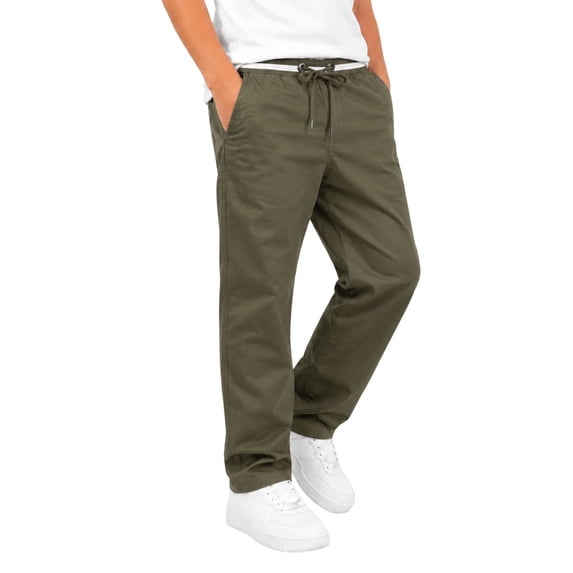 RUTAYY Boys Pants Drawstring Waist Side Pockets Loose Bottom Outdoor Sports Trousers, Army Green